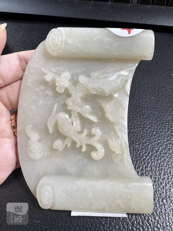 清 玉喜上眉梢御题诗案屏配座 - 图4
